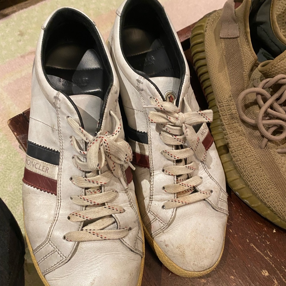 Moncler White and Burgundy Men's Sneakers